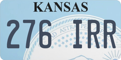 KS license plate 276IRR