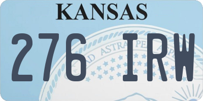 KS license plate 276IRW