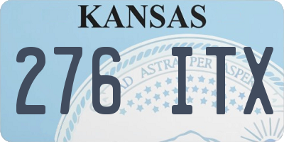 KS license plate 276ITX
