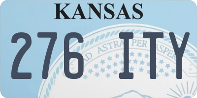 KS license plate 276ITY