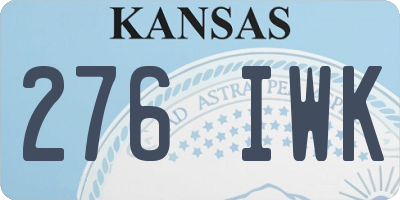 KS license plate 276IWK