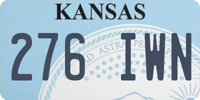 KS license plate 276IWN