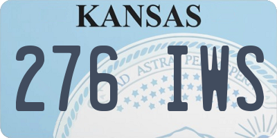 KS license plate 276IWS