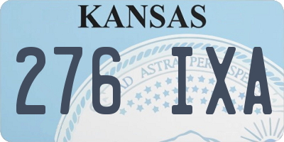 KS license plate 276IXA