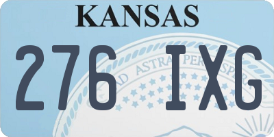 KS license plate 276IXG