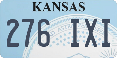 KS license plate 276IXI