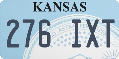 KS license plate 276IXT