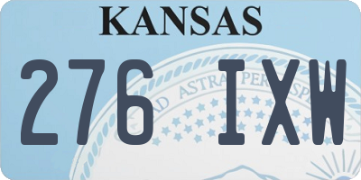 KS license plate 276IXW