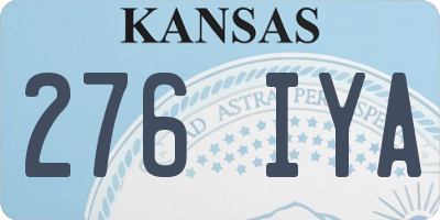 KS license plate 276IYA