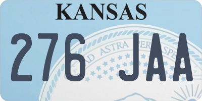KS license plate 276JAA