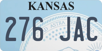 KS license plate 276JAC
