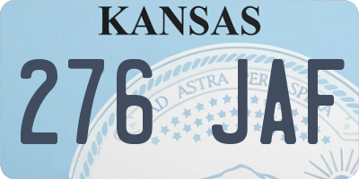 KS license plate 276JAF