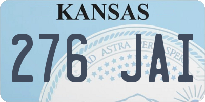 KS license plate 276JAI