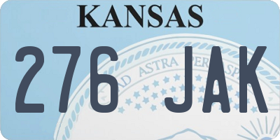 KS license plate 276JAK
