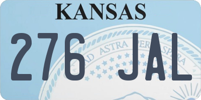 KS license plate 276JAL