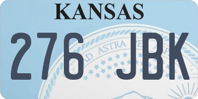 KS license plate 276JBK