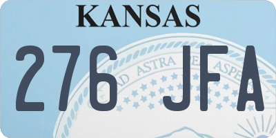 KS license plate 276JFA