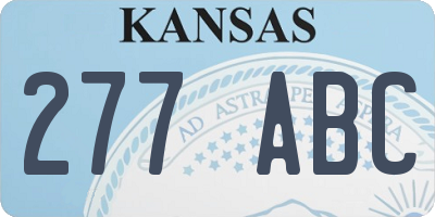 KS license plate 277ABC