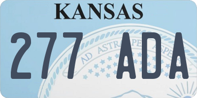 KS license plate 277ADA