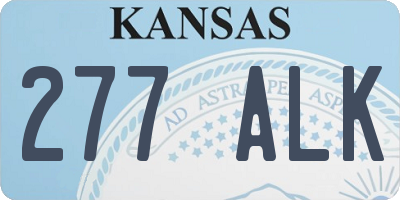 KS license plate 277ALK