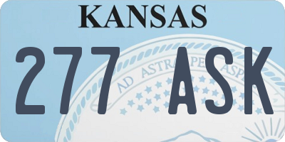 KS license plate 277ASK