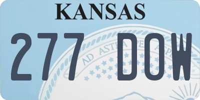 KS license plate 277DOW