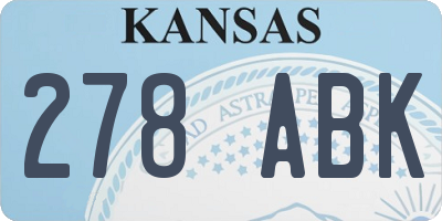 KS license plate 278ABK