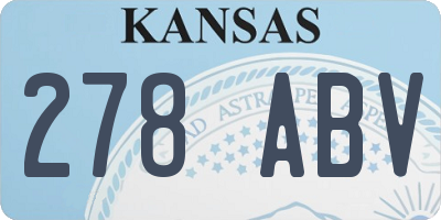 KS license plate 278ABV