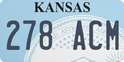 KS license plate 278ACM