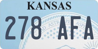 KS license plate 278AFA