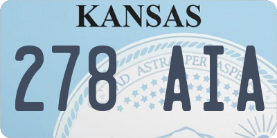 KS license plate 278AIA