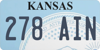 KS license plate 278AIN