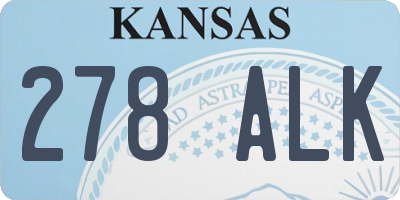 KS license plate 278ALK