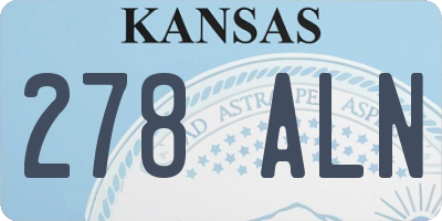 KS license plate 278ALN