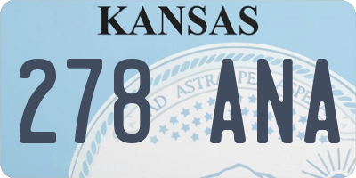 KS license plate 278ANA