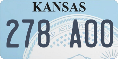 KS license plate 278AOO
