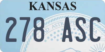 KS license plate 278ASC