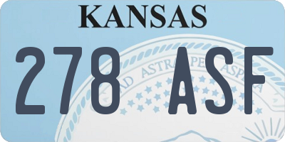 KS license plate 278ASF