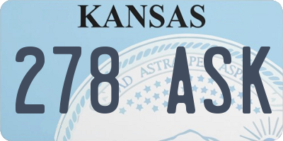 KS license plate 278ASK