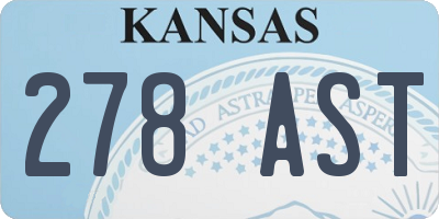 KS license plate 278AST