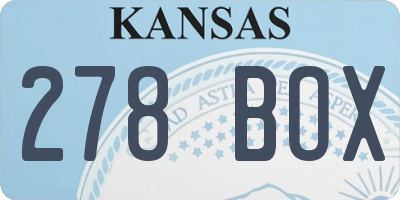 KS license plate 278BOX