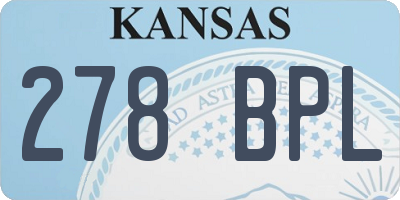 KS license plate 278BPL