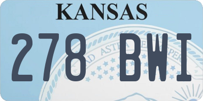 KS license plate 278BWI