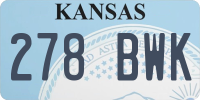 KS license plate 278BWK