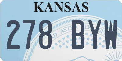 KS license plate 278BYW