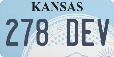 KS license plate 278DEV