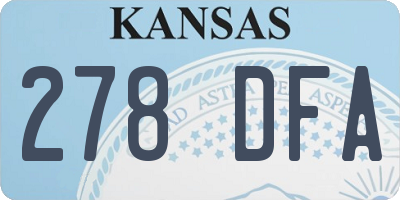 KS license plate 278DFA