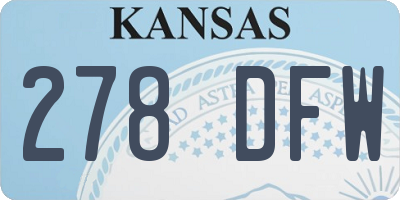 KS license plate 278DFW
