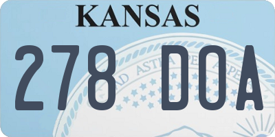 KS license plate 278DOA