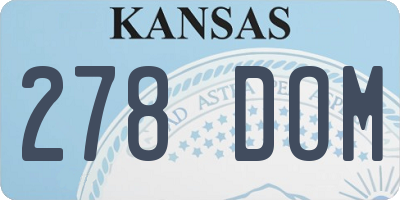 KS license plate 278DOM
